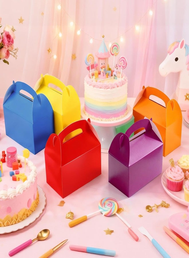 Bgtecho 24 Pack Gable Treat Boxes, 6.2 x 3.6 x 3.4 Inch Colorful Paper Gift Boxes, Colored Party Favor Box With Handle, Goodie Candy Box for Snacks Cookie Candy Birthday Wedding Party Supplies - Image 5